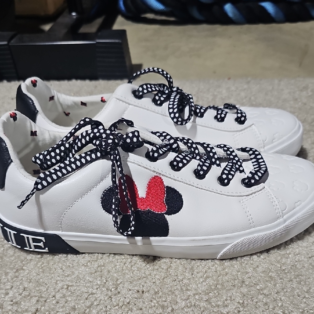 Disney White Sneakers with Black and Red Accents
